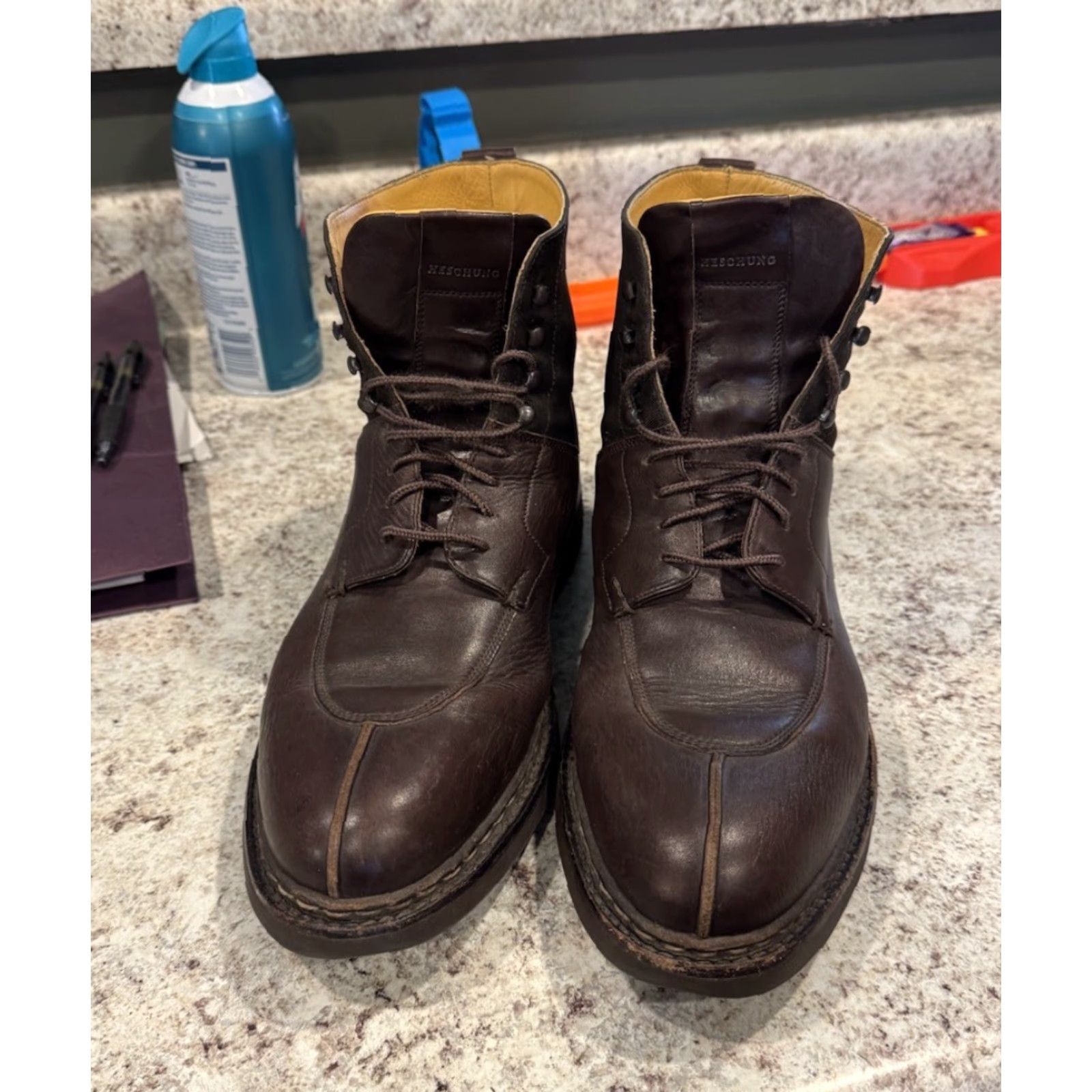 Heschung HESCHUNG GINKGO BOOT Leather Brown Derby Mens 10.5 D Rubber Sole Comfort Lace Up 9 Split Toe Size 43.5/US 10.5 - NYLON Shaft Size US 9 / EU 42 - 2 Thumbnail