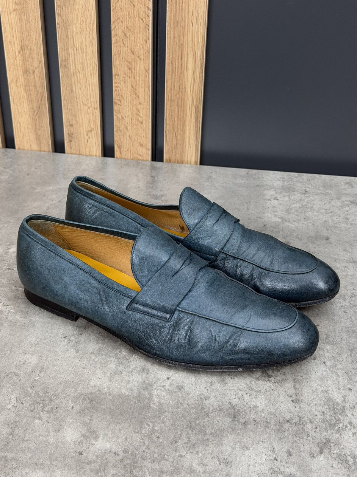 Doucal's Doucal’s Blue/Green Leather Penny Loafers EU 42 US 9 Size US 9 / EU 42 - 1 Thumbnail