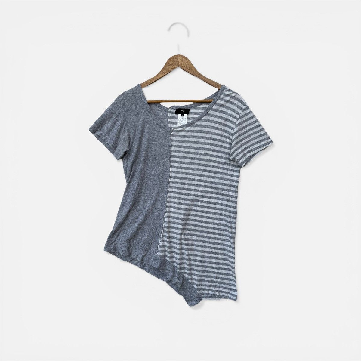 Yohji Yamamoto 🔥Vintage Y's by Yohji Yamamoto Asymmetrical Striped T-shirt Size S / US 4 / IT 40 - 2 Thumbnail