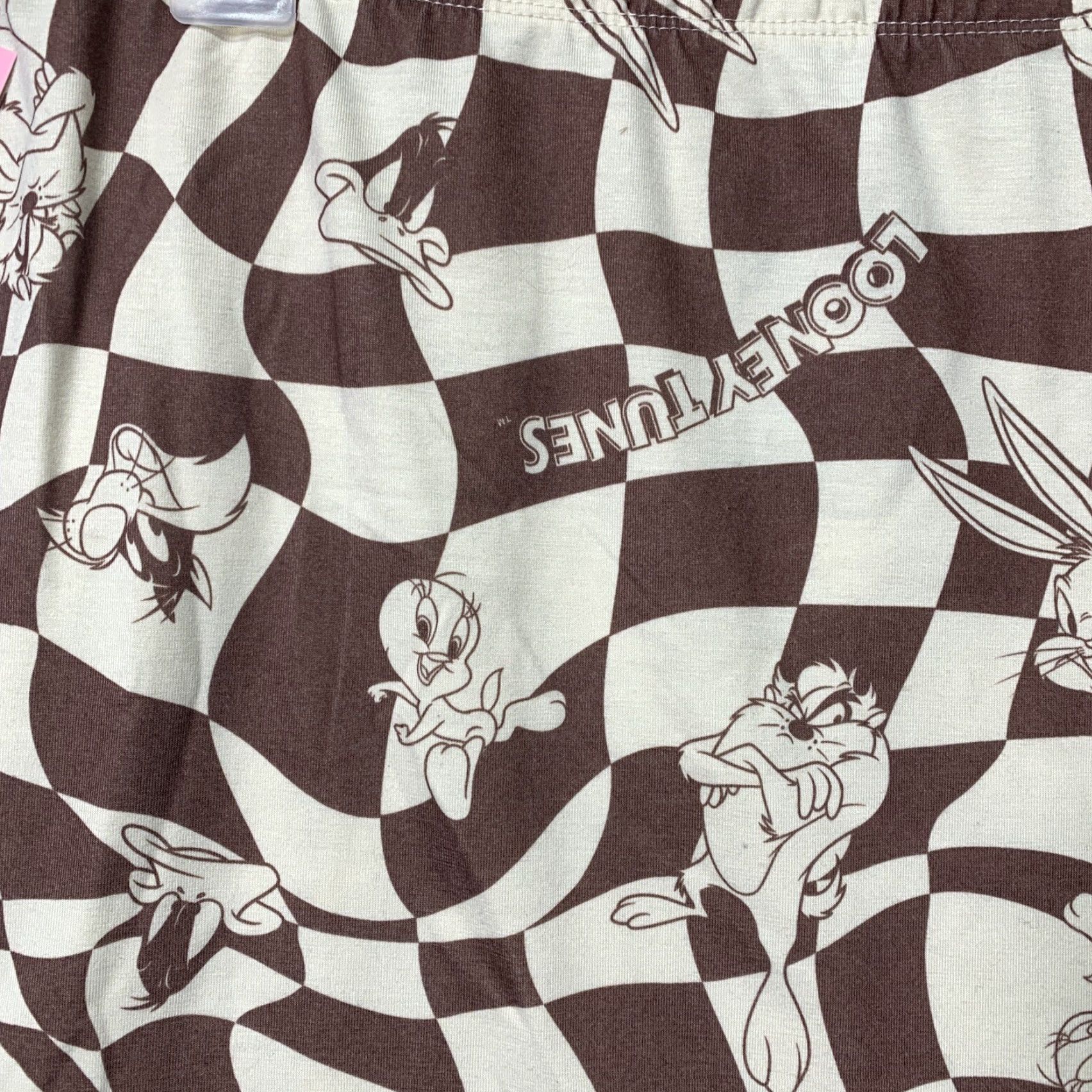 Vintage Looney Tunes Skirt Women’s L Brown & Cream Mini Elastic Waist Daffy Bugs Bunny Tweety Sylvester Taz NWT Shirt? Size 36" / US 14 / IT 50 - 4 Thumbnail