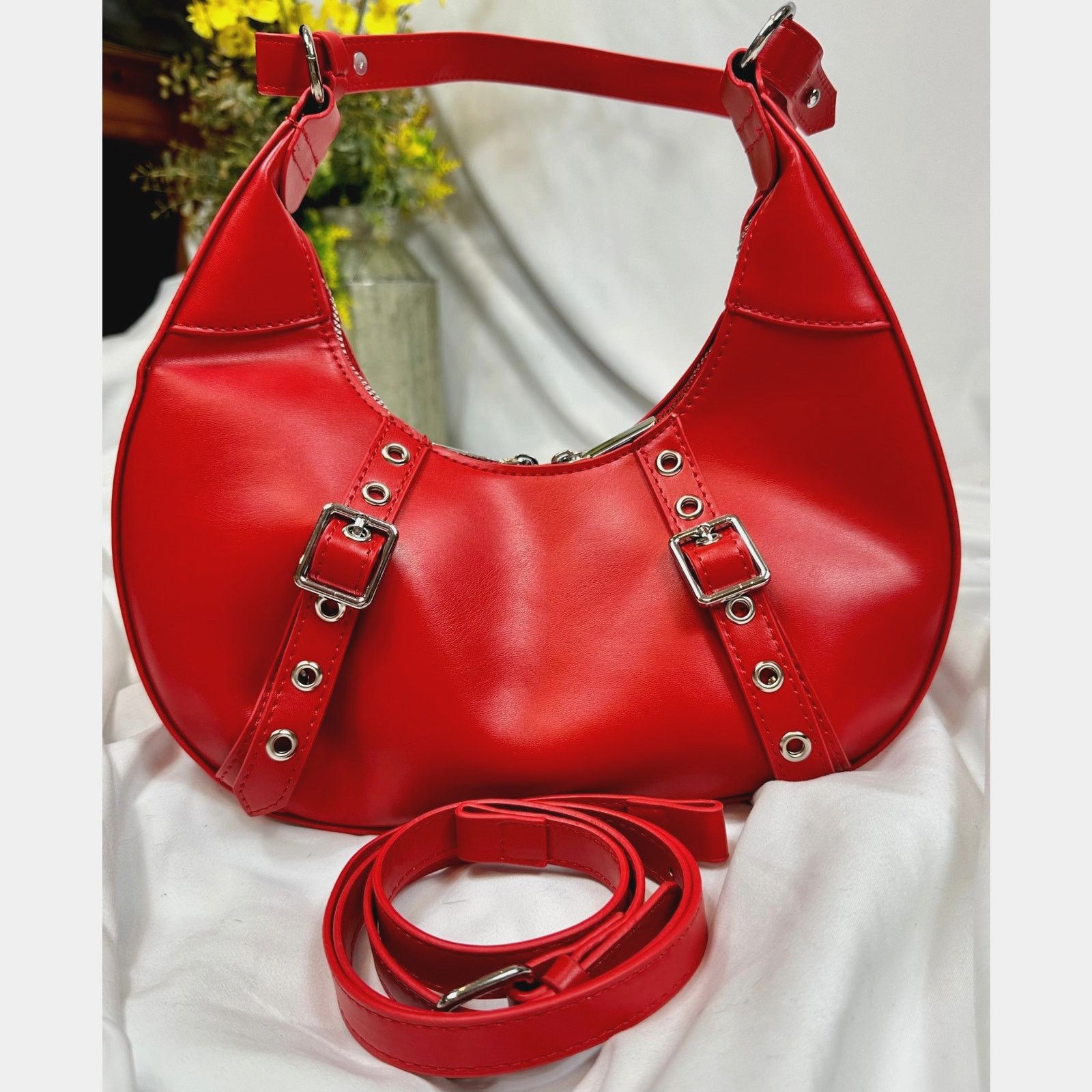 Other 8 Other Reasons Delphine Double Buckle Shoulder bag Red Size ONE SIZE - 6 Thumbnail
