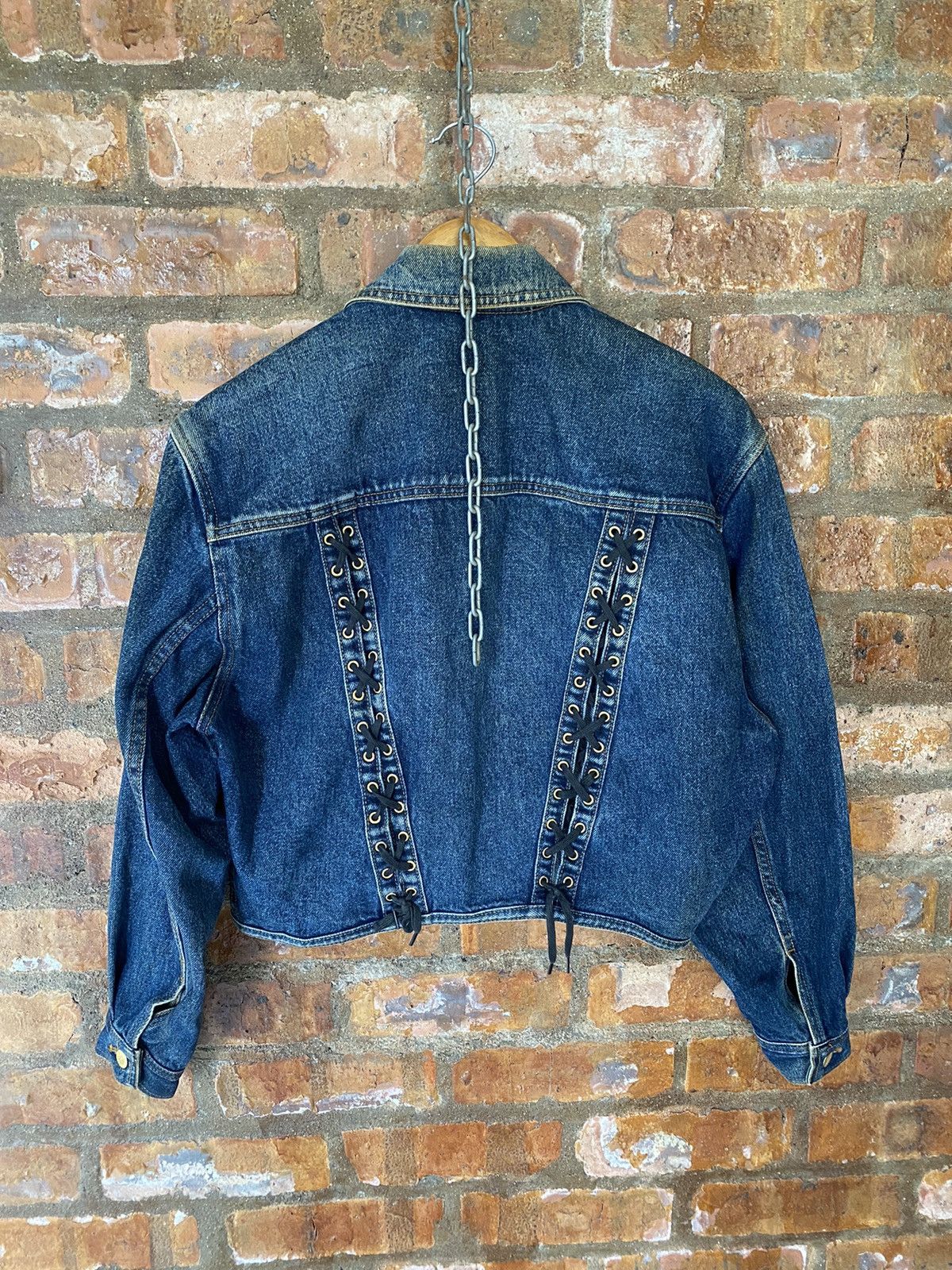 Jean Paul Gaultier 1988 JPG lace up crop denim Jacket Size M / US 6-8 / IT 42-44 - 11 Thumbnail