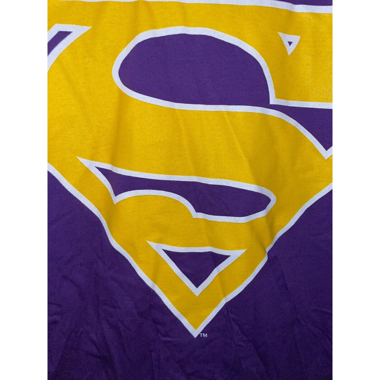 Vintage Vintage DC Comics Superman Shirt Purple Yellow Logo 90s VTG Size US L / EU 52-54 / 3 - 4 Thumbnail