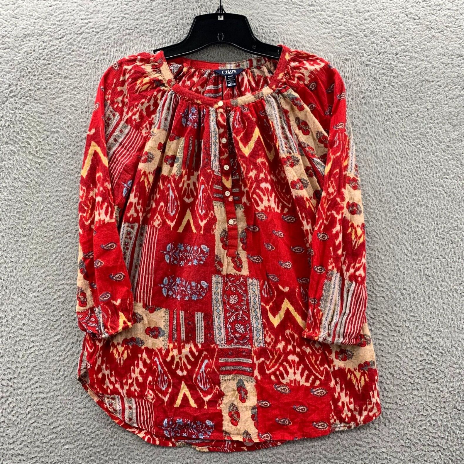 Chaps CHAPS Blouse Womens Medium Top Paisley 3/4 Sleeve Red | Grailed