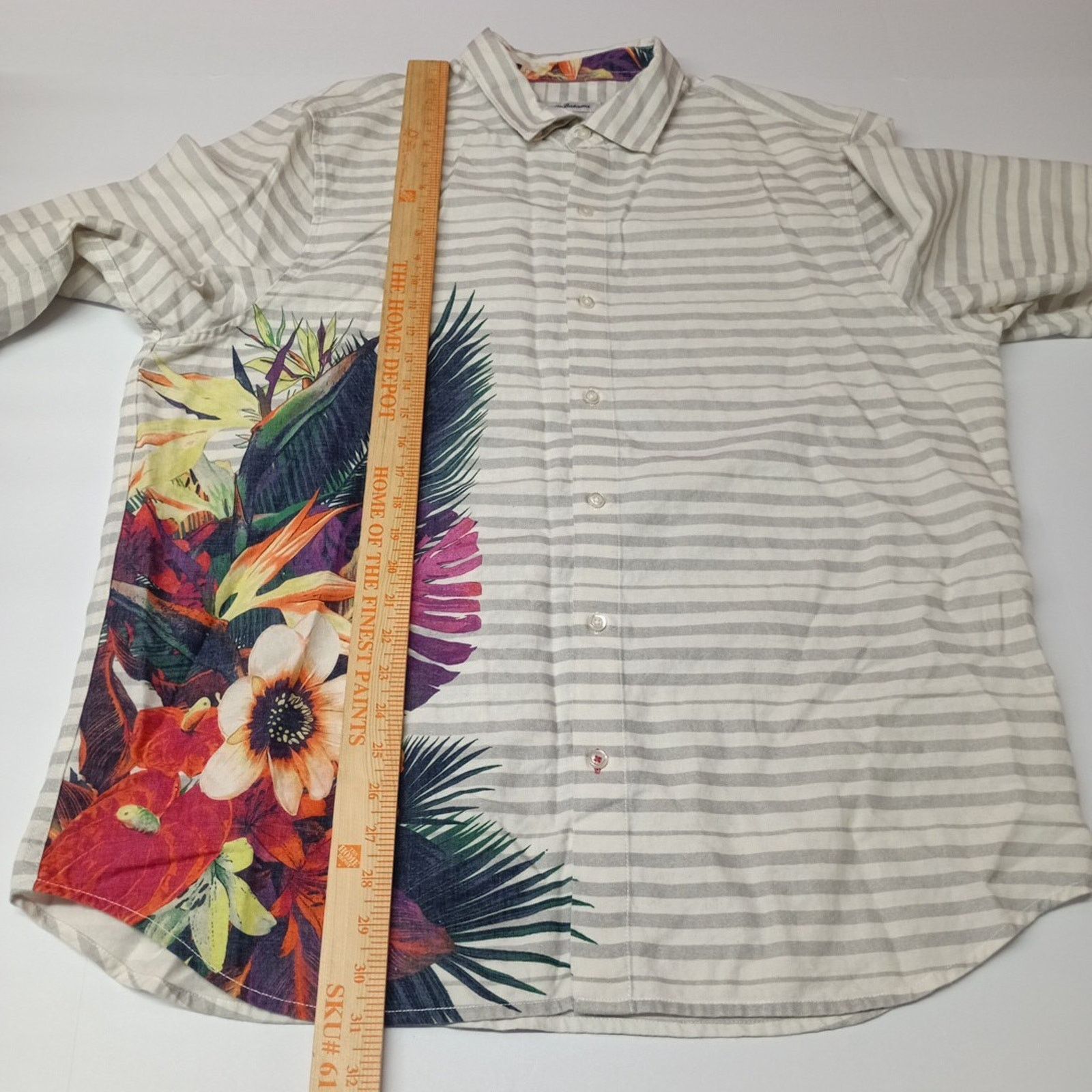 Tommy Bahama Tommy Bahama Shirt Men's XL White Gray Stripe Linen Blend Size US XL / EU 56 / 4 - 7 Thumbnail
