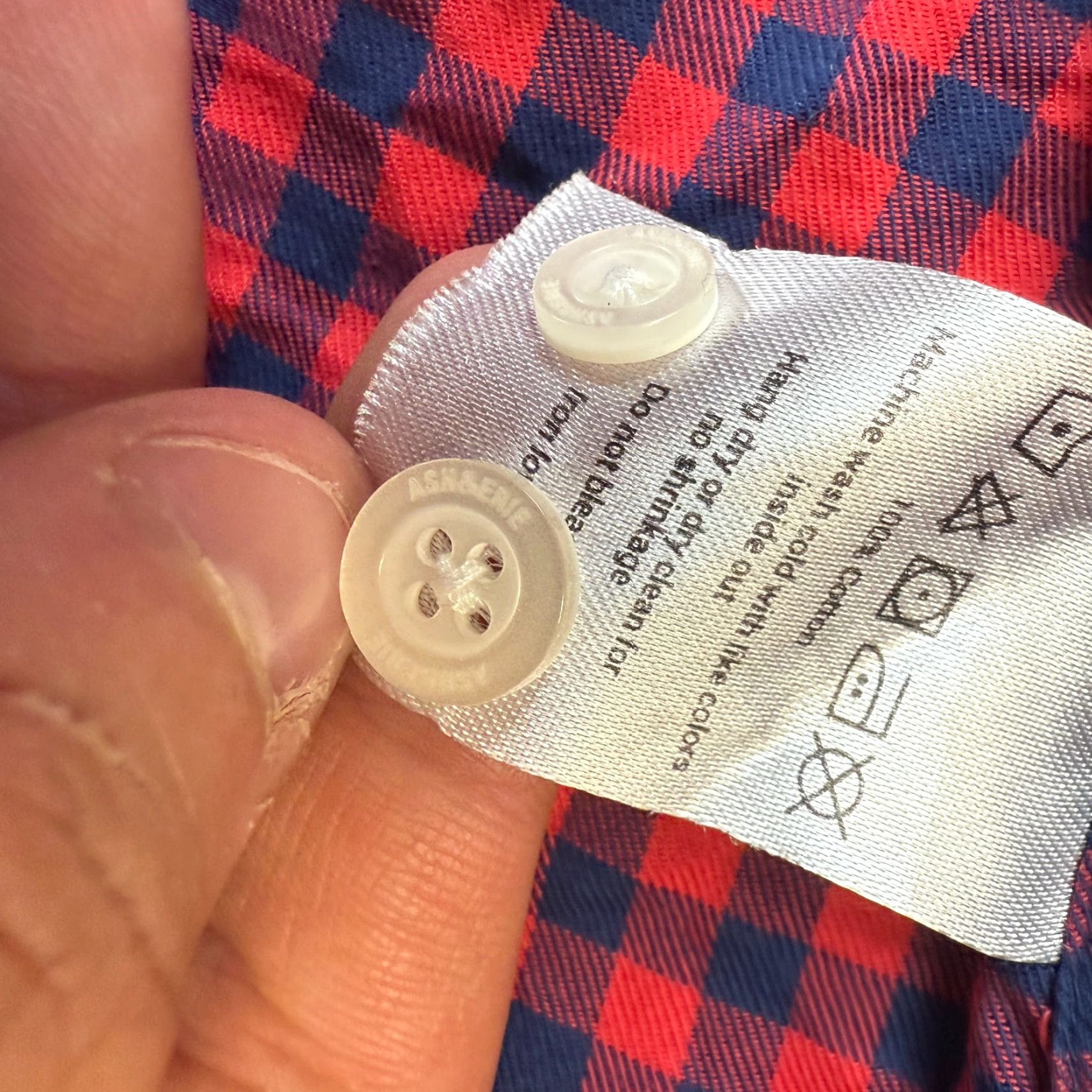 ASH Ash & Erie Shirt Mens XL Red Navy Gingham Check Button Down Lightweight Cotton Size US XL / EU 56 / 4 - 7 Thumbnail