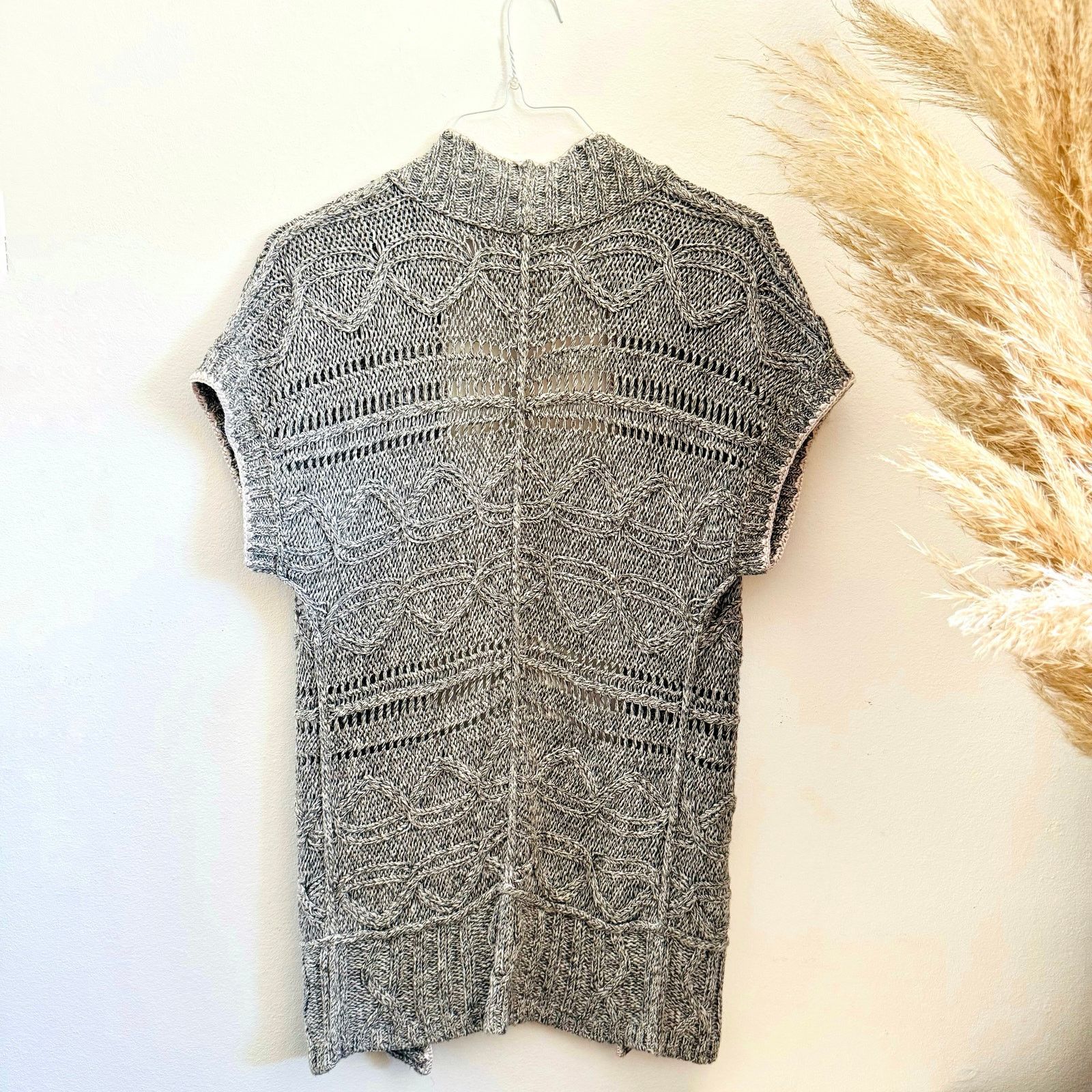 Banana Republic NEW Banana Republic Grey White Cable Knit Cardigan Sweater Size S / US 4 / IT 40 - 5 Thumbnail