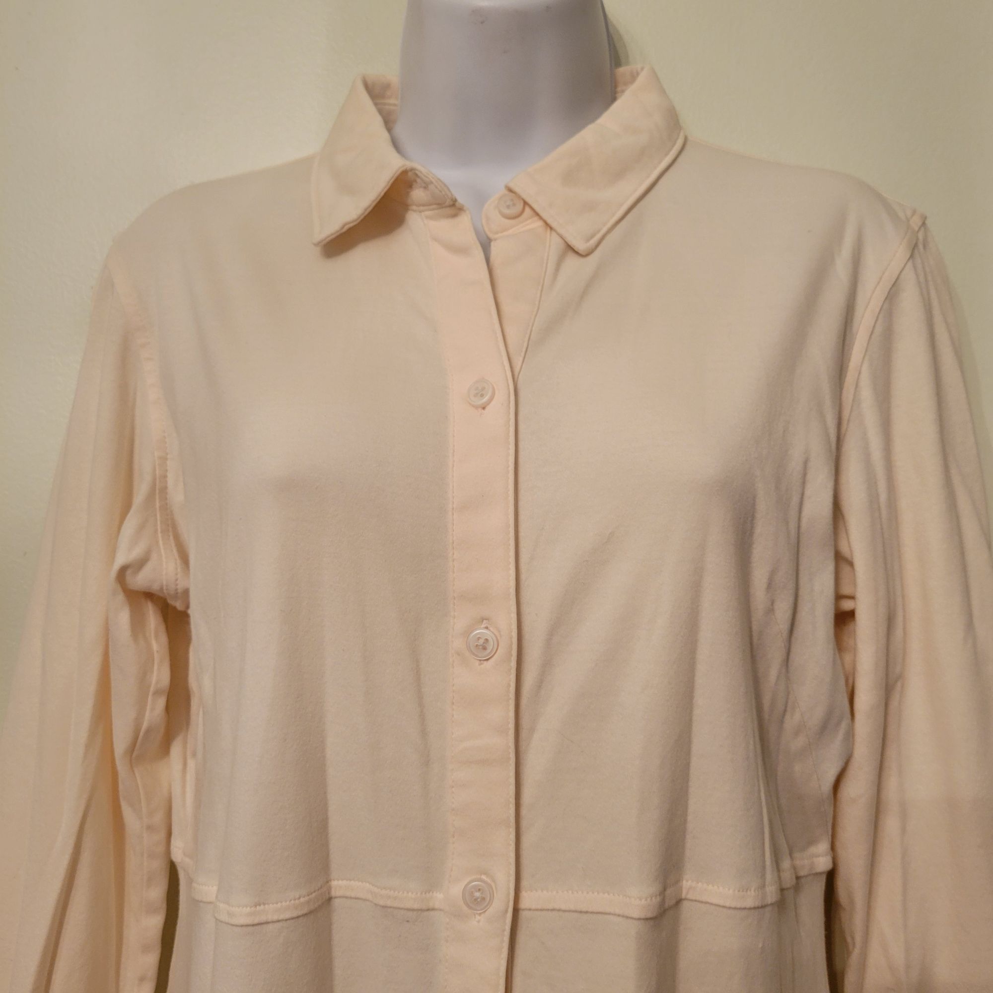 Everlane Everlane M Long Sleeve Button Down Shirt Dress Cotton Cream Size M / US 6-8 / IT 42-44 - 2 Thumbnail