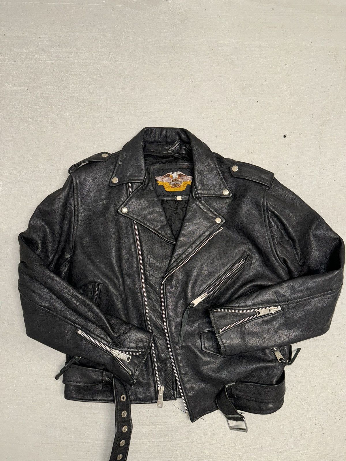 Image of Harley Davidson Leather Jacket in Black, Men's (Size Small)