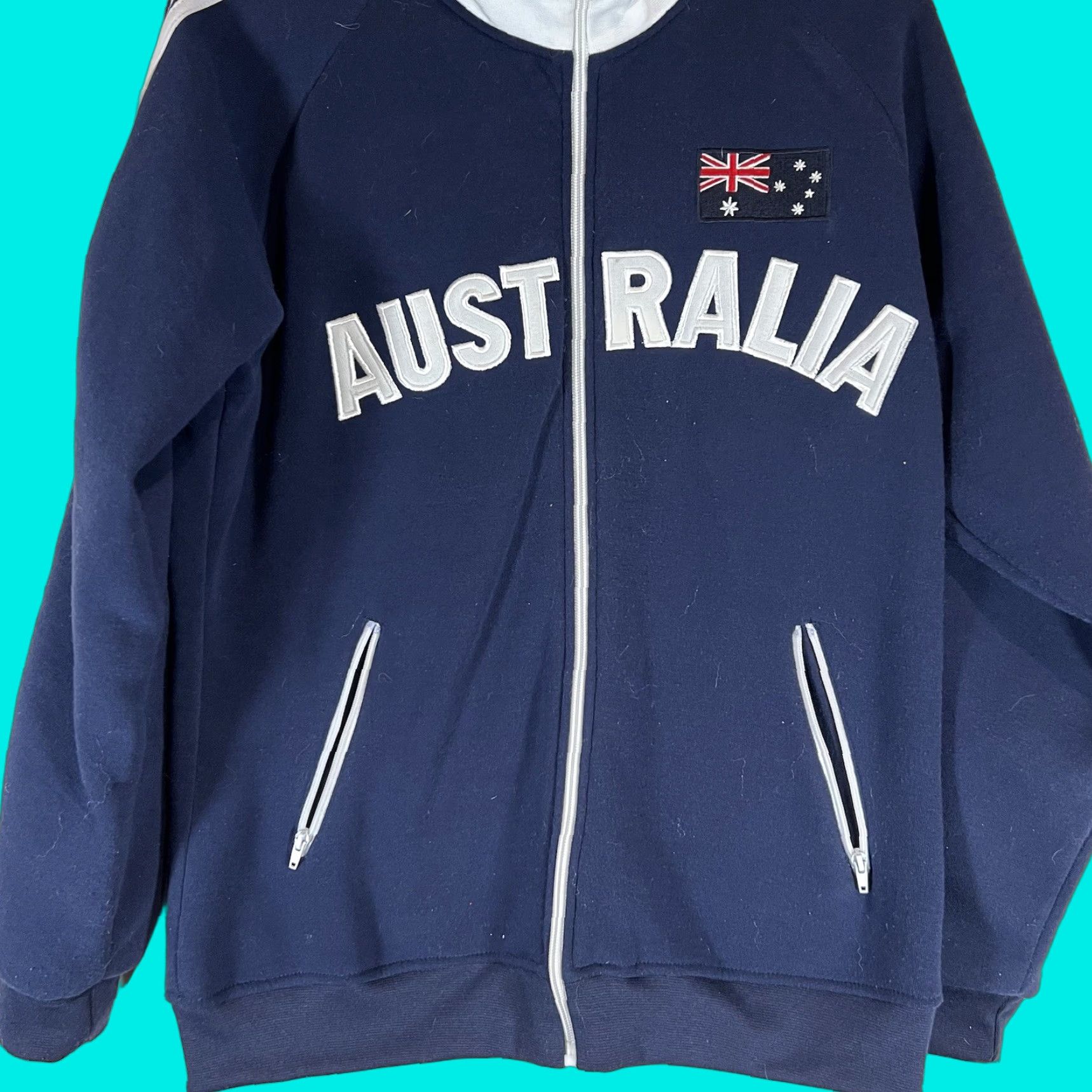 KangaROOS Mr. Kangaroo Australia Jacket - Full-Zip Collared Jacket Mens Sz Large Blue Embroidered Varsity Style Size US L / EU 52-54 / 3 - 1 Thumbnail