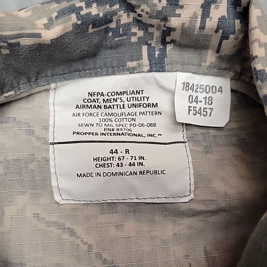 Propper US Air Force ABU Camo Jacket Mens 44R Tiger Stripe Digital Military Coat BDU Shirt Size US S / EU 44-46 / 1 - 2 Thumbnail