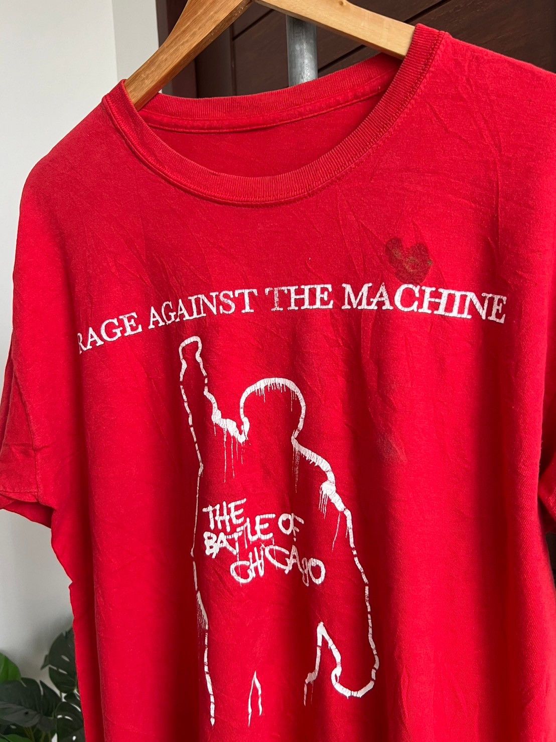 image of Band Tees x Vintage Rage Against The Machine The Battle Of Chicago Band in Red, Men's (Size Large)