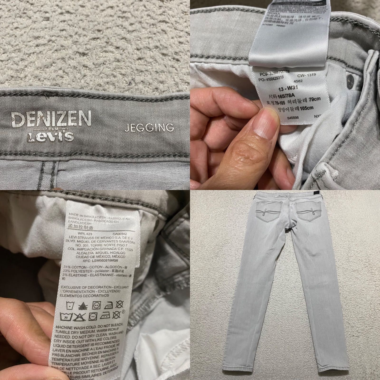 Denizen DENIZEN Levi's Jeans Womens 13 Gray Denim Medium Wash Jegging Mid Rise 5-Pocket Stretch Mens Womens Size 34" / US 12 / IT 48 - 8 Thumbnail