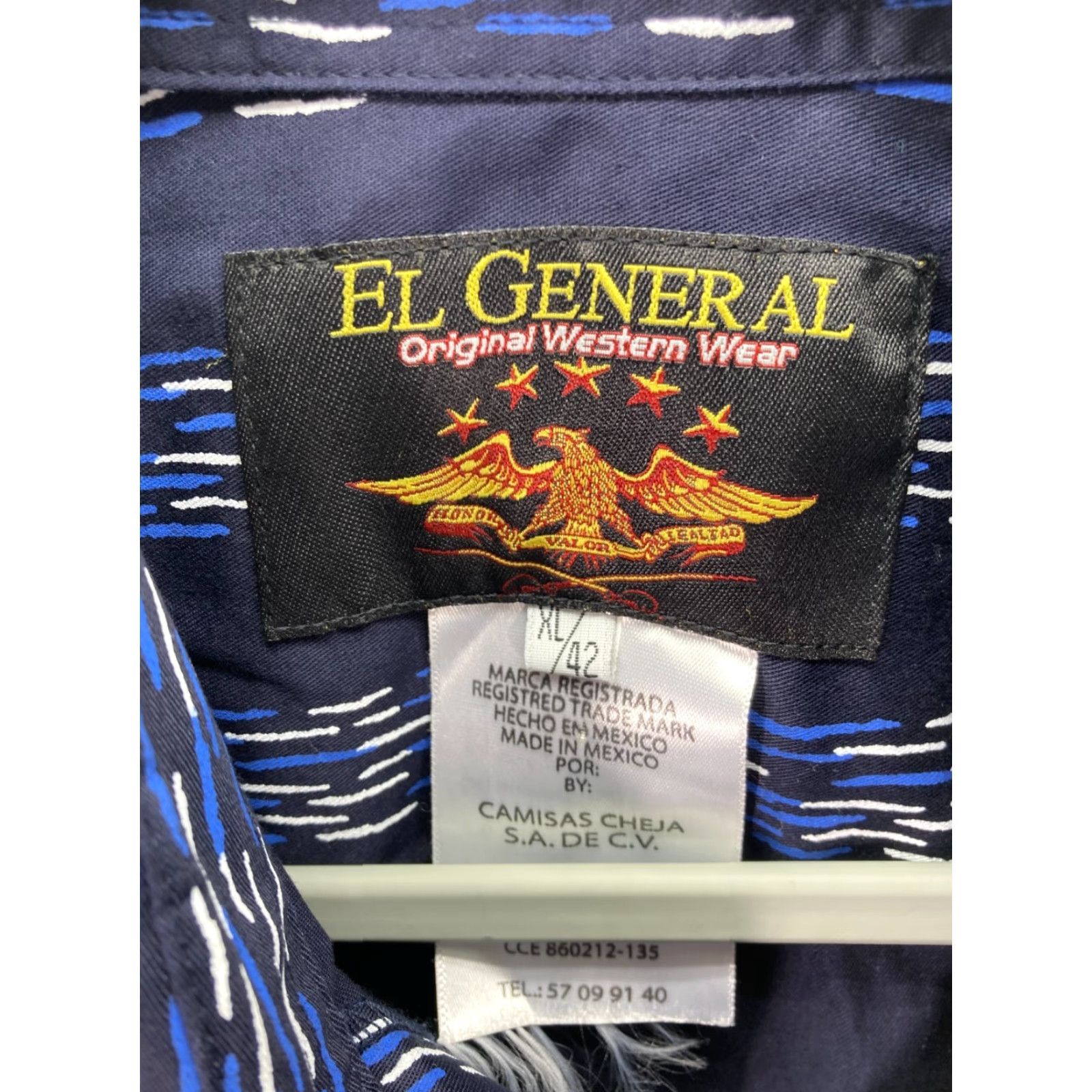 Vintage VINTAGE El General Western Button Up Shirt Mens XL Navy Linked Dash Stripe 3/4 Sleeve Size US XL / EU 56 / 4 - 6 Thumbnail