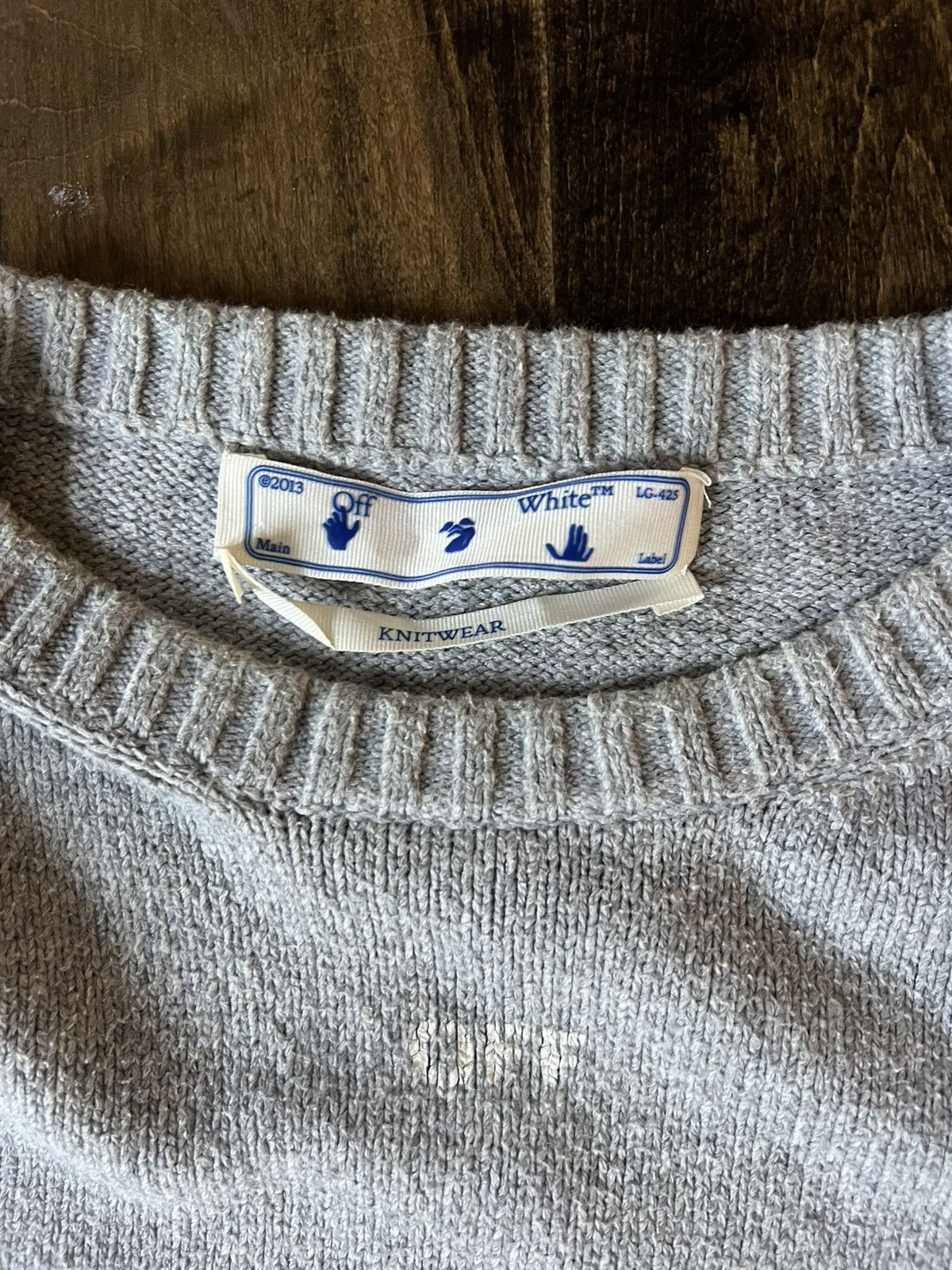 Off-White Off-White Diag Arrow Knit Crewneck Light Grey White Size US XXL / EU 58 / 5 - 4 Thumbnail