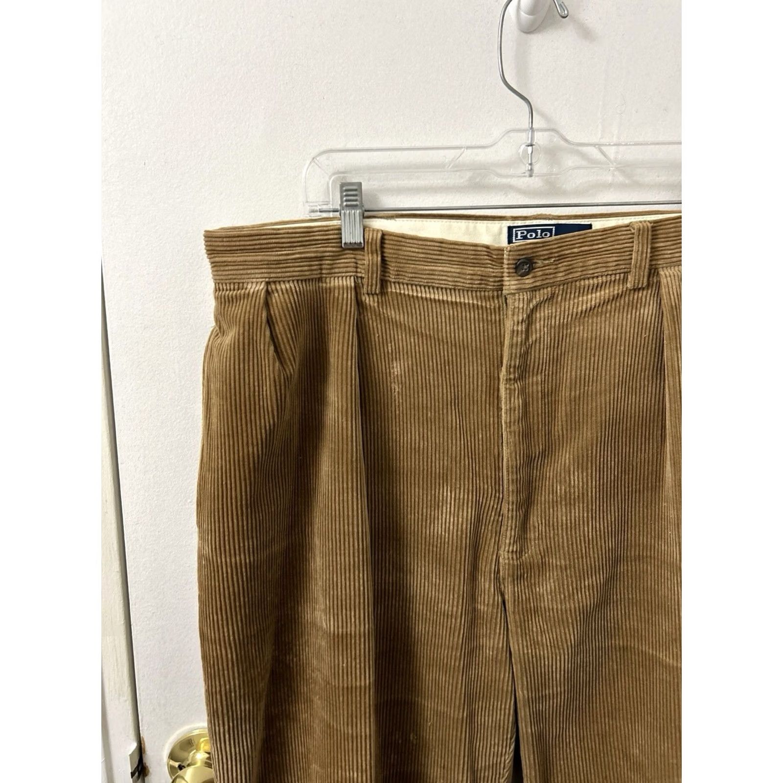 Polo Ralph Lauren VINTAGE Polo Ralph Lauren Andrew Pant Pants 40x32 Tan Corduroy Pleated Wide-Leg Mens 90s Preppy Casual Business Size US L / EU 52-54 / 3 - 4 Thumbnail