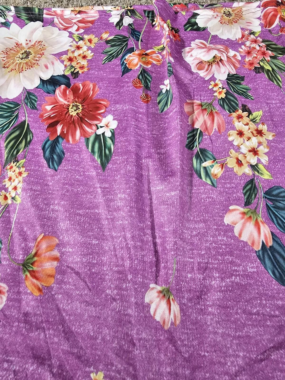 The Unbranded Brand Purple Floral Tank Top L Size L / US 10 / IT 46 - 4 Thumbnail
