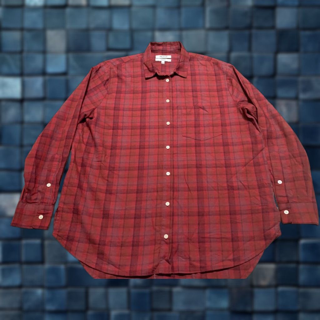 Madewell Madewell Shirt Womens Small Red Plaid Check Long Sleeve Oversized Button-Up Casual Blouse - Regular Fit, 100% Cotton, Fall Spring Summer Winter Size S / US 4 / IT 40 - 1 Thumbnail