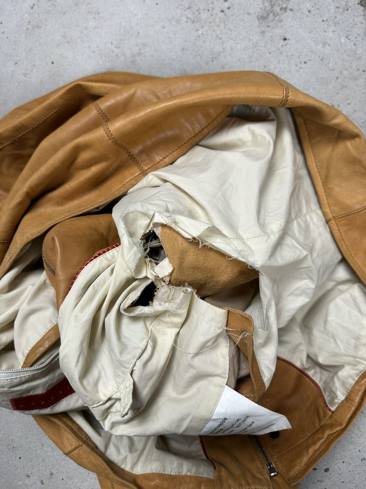 Genuine Leather × Vintage Vintage 90s Distressed Orange Brown Leather Utility Jacket Size US L / EU 52-54 / 3 - 13 Thumbnail