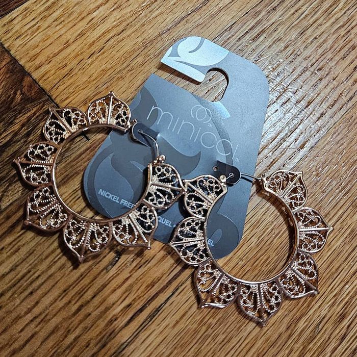 Other Minicci Arabic Stl Rose Gold Tone Filagree Sun Hoop Earrings