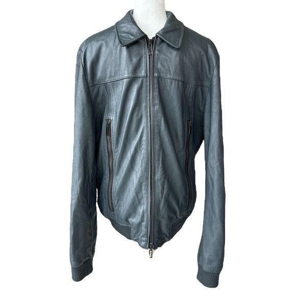 7Diamonds 7 Diamonds 100% Leather Bomber Jacket Slate Blue Men’s M Size US M / EU 48-50 / 2 - 10 Thumbnail