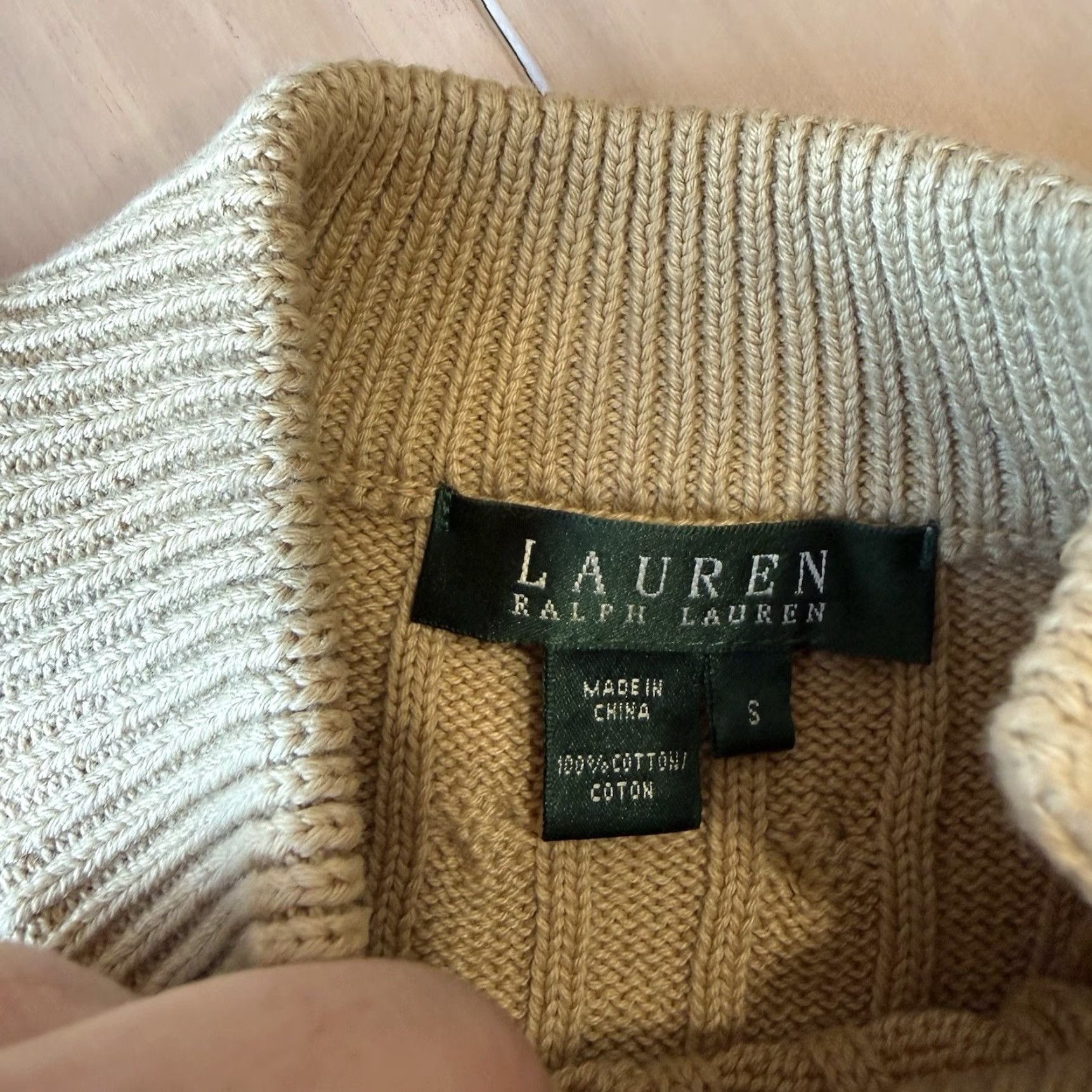 Ralph Lauren Lauren Ralph Lauren Cable Knit Sweater Women's Small Khaki Brown Cotton Pullover Size S / US 4 / IT 40 - 7 Thumbnail