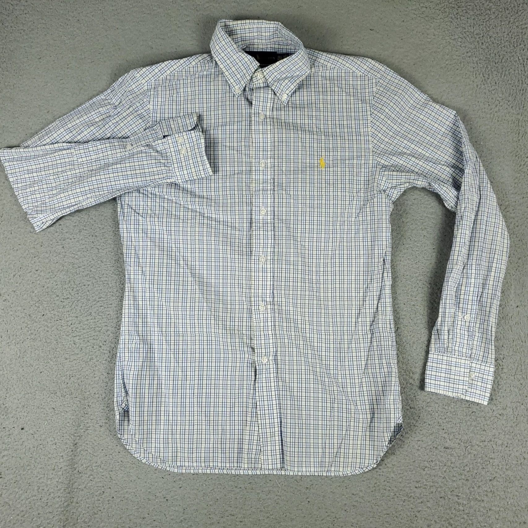 Ralph Lauren Ralph Lauren Men's Shirt Slim Fit Blue Yellow Plaid Long Sleeve Button-Up Cotton Size 40R - 3 Thumbnail
