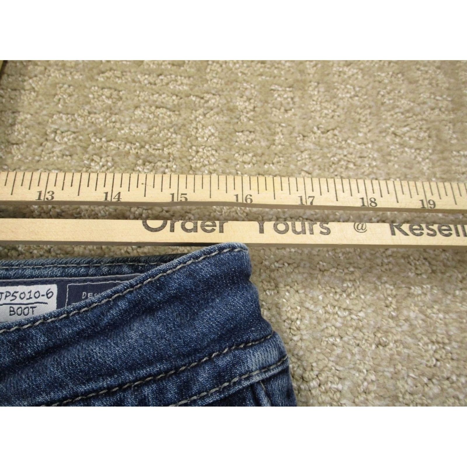Miss Me Miss Me Jeans Women 30 Blue Low Rise Bootcut Pants Dark Wash Stretch Denim Long Tailored Size 30" / US 8 / IT 44 - 6 Thumbnail