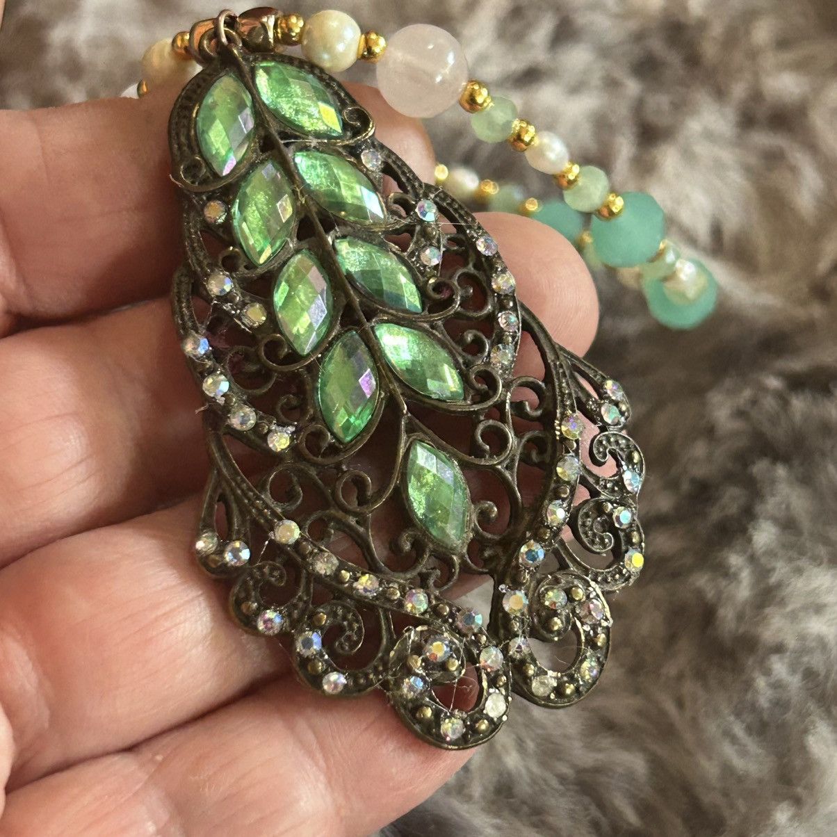 Handmade Handcrafted repurposed amulet genuine pearl bead necklace Size ONE SIZE - 7 Thumbnail