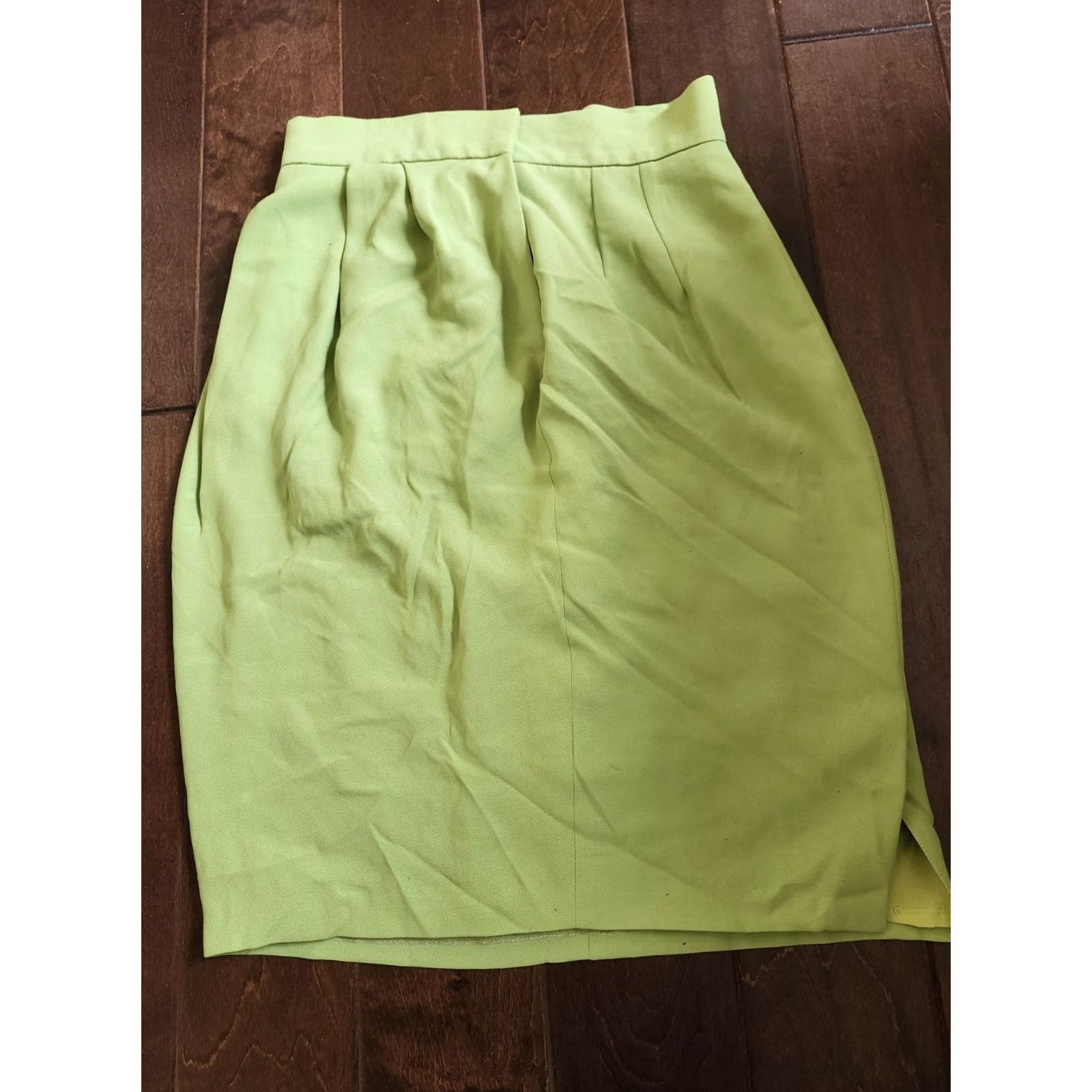 Vintage Tahari Women's Green Slit Pencil Skirt - Size 10 Size 32" / US 10 / IT 46 - 3 Thumbnail