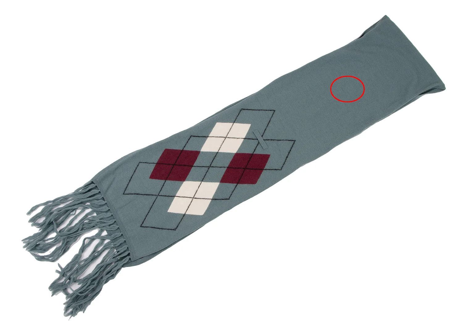 Jean Paul Gaultier Argyle Check Fringe Stole in Blue, Burdy, White Size ONE SIZE - 4 Thumbnail