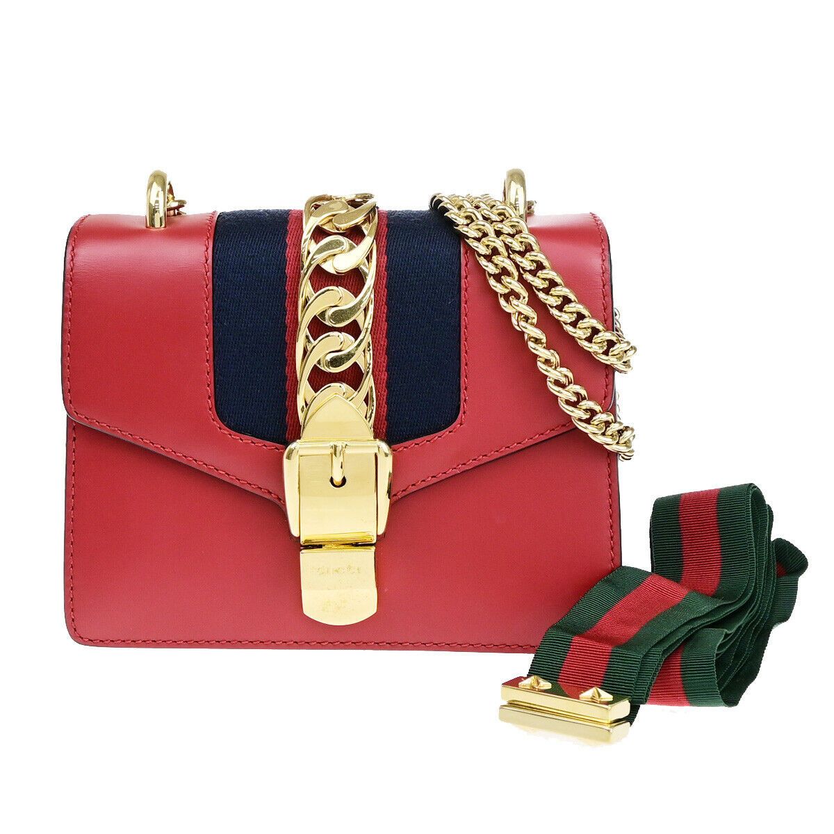 Gucci Sylvie Red Leather Shoulder Bag (Pre-Owned) Size ONE SIZE - 1 Thumbnail