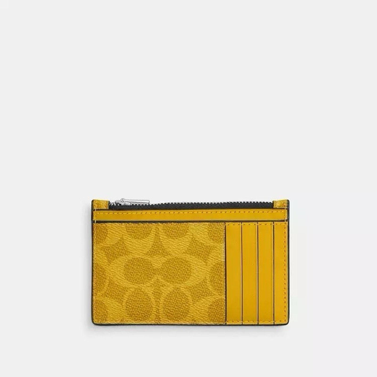 Coach NWT Coach CV764 Zip Card Case Signature Canvas Silver/Canary Size ONE SIZE - 5 Thumbnail
