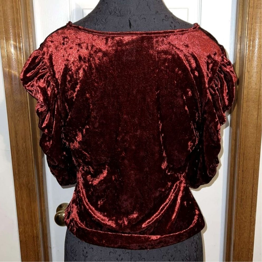 Mossimo Mossimo Women’s Burgundy Velvet Top – Size L Size L / US 10 / IT 46 - 3 Thumbnail
