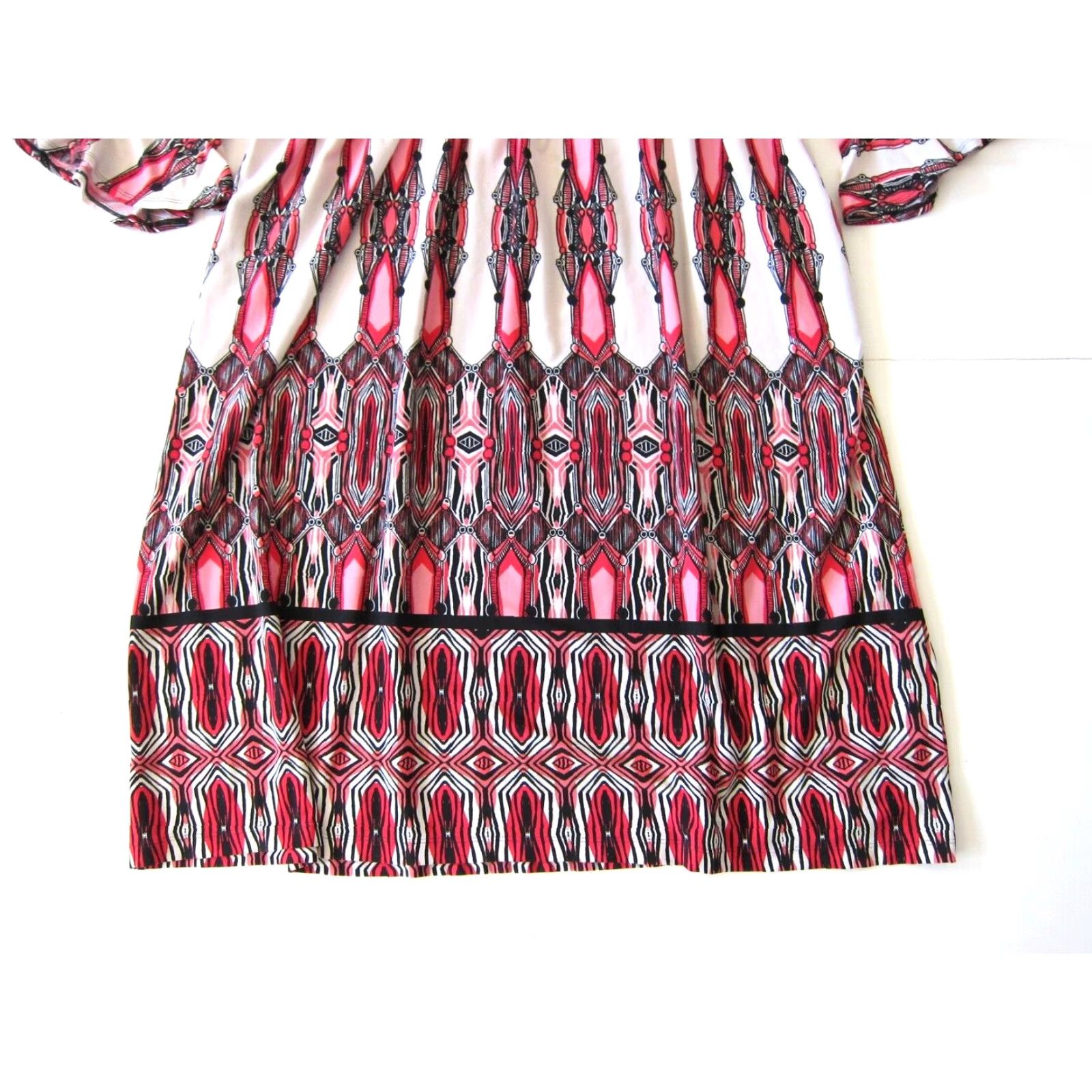 Vintage VINTAGE Robbie Bee Dress 1X Midi Empire Pink Black 3/4 Flare Sleeve Geometric Pattern Women Size XL / US 12-14 / IT 48-50 - 6 Thumbnail