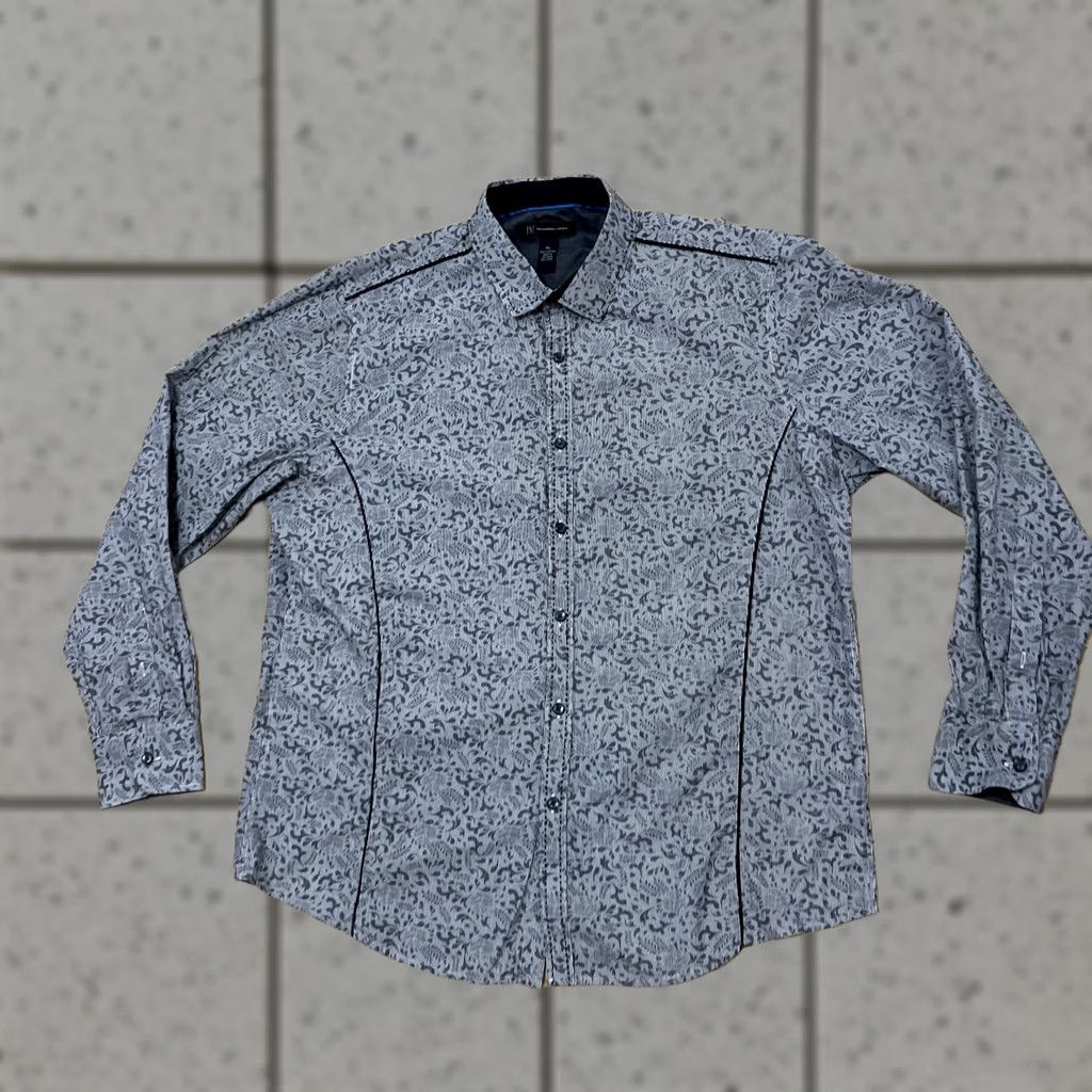 Vintage INC International Concepts Shirt Men XL Silver Paisley Western Cowboy Taper XL Size US XL / EU 56 / 4 - 1 Thumbnail