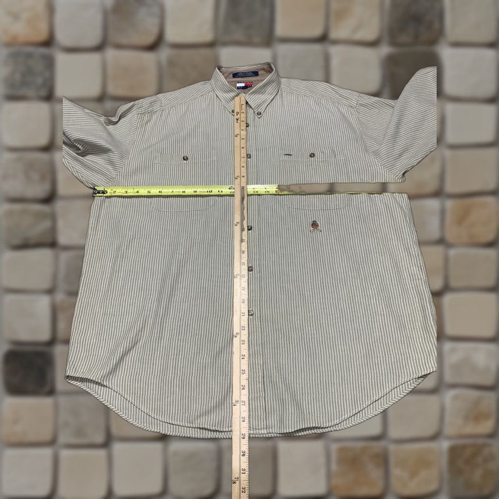 Tommy Hilfiger Tommy Hilfiger Mens Long Sleeve Button-Down Shirt XL Brown White Multicolor Plaid Logo Knit Cotton Regular Collared Business Casual Size US XL / EU 56 / 4 - 1 Thumbnail