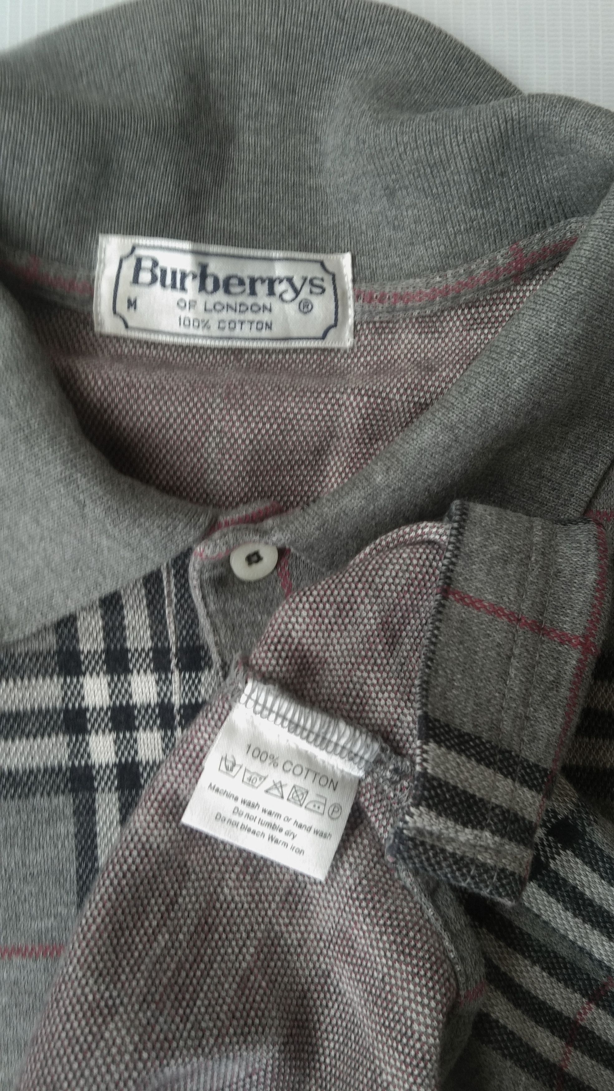 Burberry × Vintage Vtg Burberrys nova check grey long poloshirr Size US M / EU 48-50 / 2 - 6 Thumbnail
