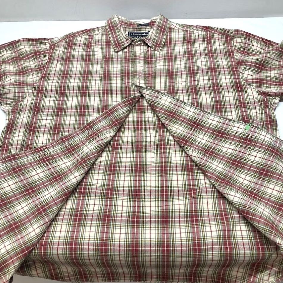 Abercrombie & Fitch VINTAGE Abercrombie & Fitch BIGGEST SHIRT Button Down L Tan Red Plaid Mens Y2K Size US L / EU 52-54 / 3 - 7 Thumbnail