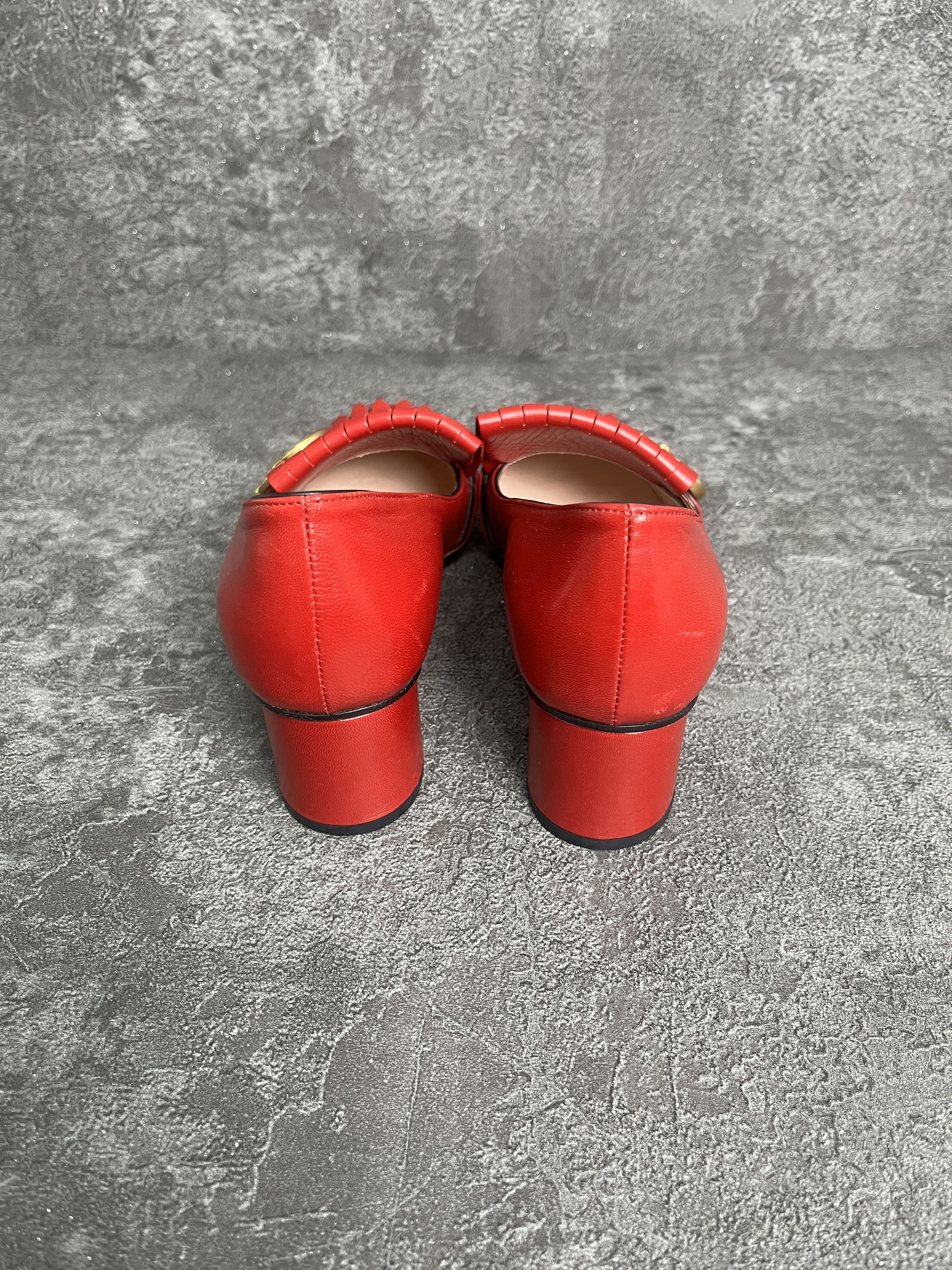 Gucci Gucci Red Marmont Fringe Mid-Heel Pumps Size US 5.5 / IT 35.5 - 4 Thumbnail