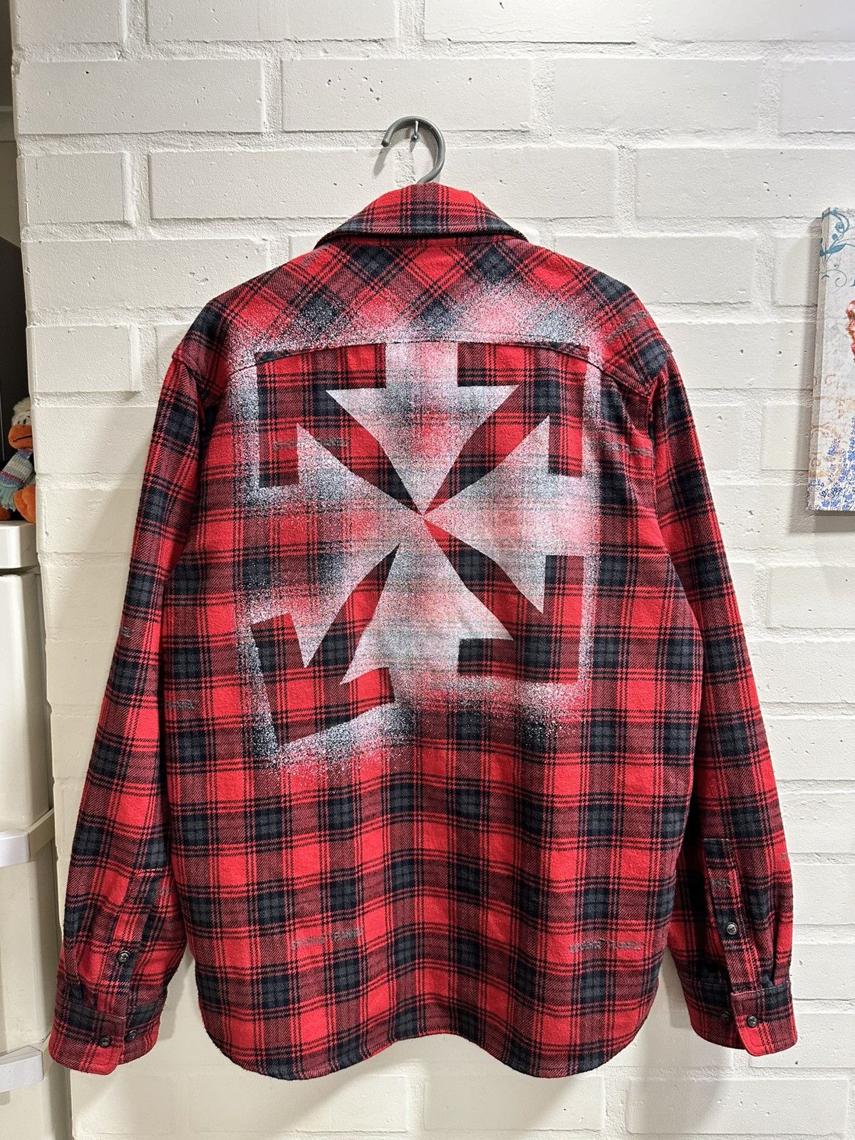 Off-White × Virgil Abloh Off-White Flannel Shirt Red/Black | Grailed