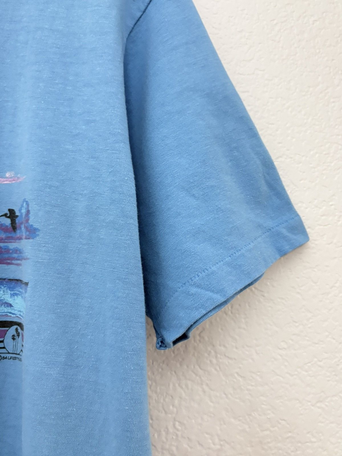 Vintage 80’s Oneita Tag California beach faded blue shirt Size US L / EU 52-54 / 3 - 3 Thumbnail