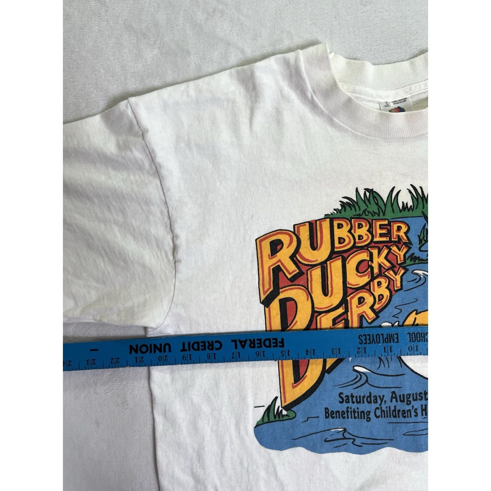Hanes VINTAGE Hanes T-Shirt Rubber Ducky Derby Stitch USA 90s White L Men Short Sleeve Single Stitch Size US L / EU 52-54 / 3 - 4 Thumbnail