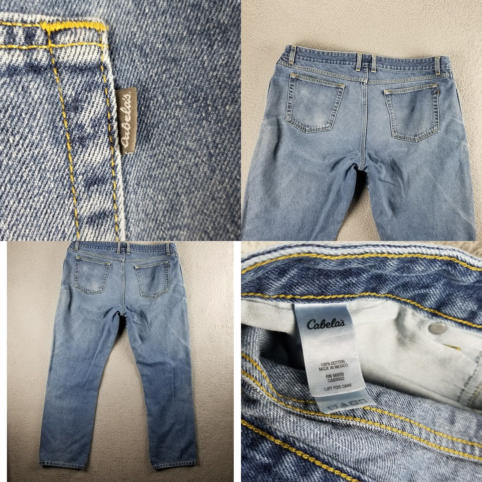 Vintage Cabela's Jeans Mens 42X33 Blue Relaxed Fit Denim Big & Tall Straight Jeans Mens Blue 42X33 90s American Classic Theme Clothing Size US 42 / EU 58 - 8 Thumbnail