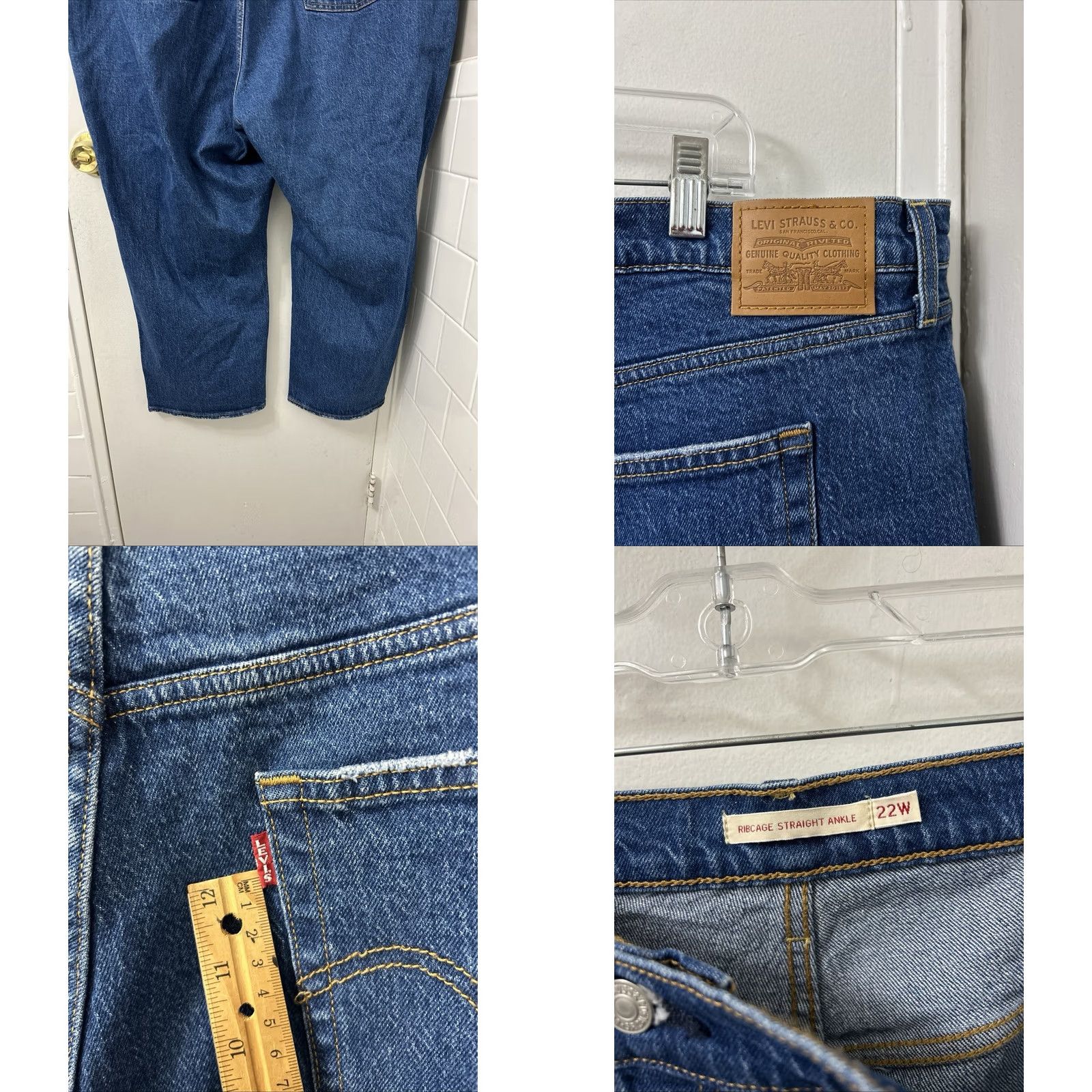 Denime Levi Strauss Co Ribcage Straight Ankle Jeans Womens 44x27 Blue Button Fly Denim Strai ght Size 30" / US 8 / IT 44 - 8 Thumbnail