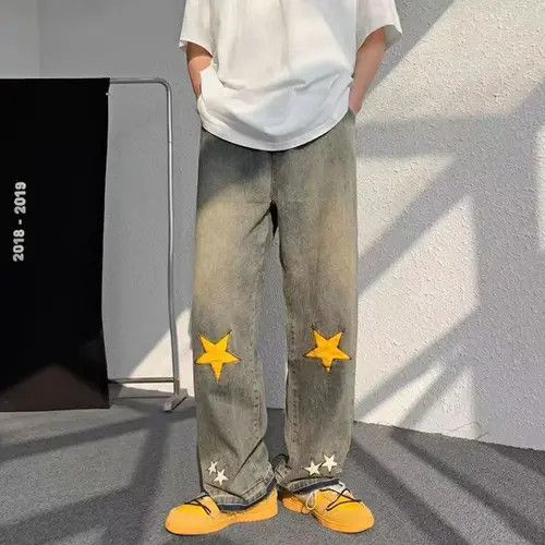 Other Street Vintage Star Pattern Washed Distressed Jeans Size US 32 / EU 48 - 5 Thumbnail