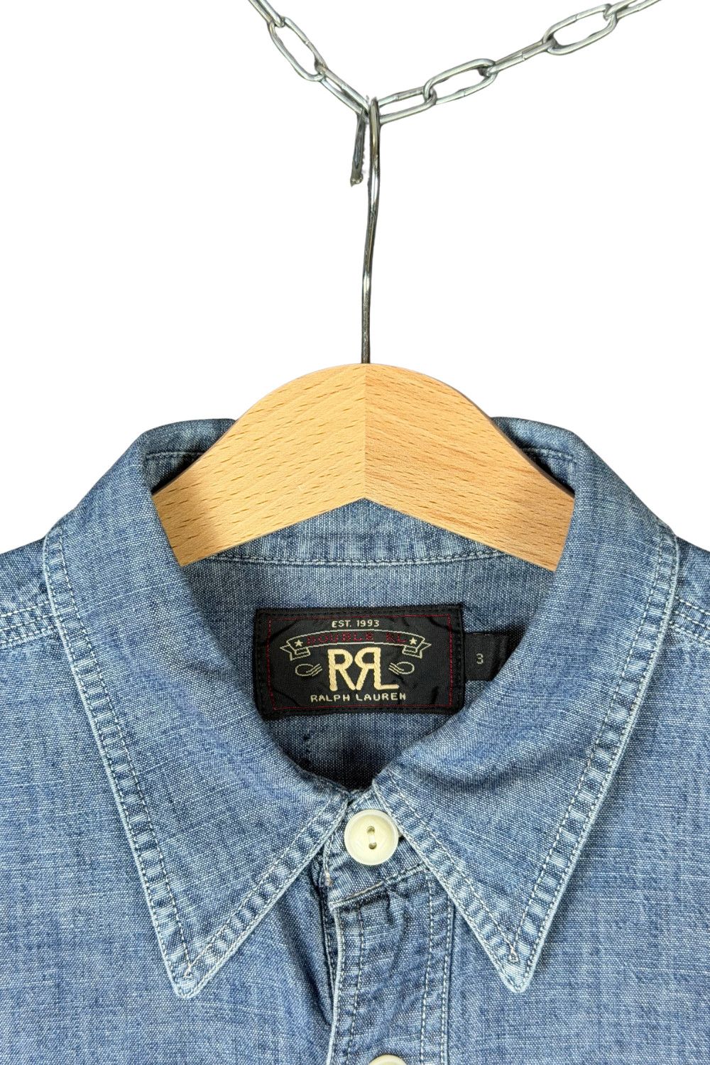 RRL Ralph Lauren RRL Double RL Chambray Work Shirt Indigo Fade Ralph Lauren Size US XS / EU 42 / 0 - 5 Thumbnail