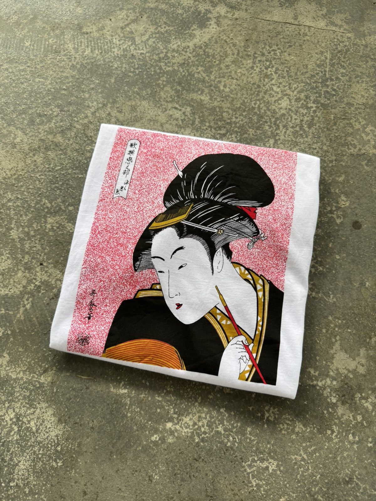 Japanese Brand Vintage 90’s Art Kitagawa Utamaro Geisha Print Tee Size US L / EU 52-54 / 3 - 6 Thumbnail