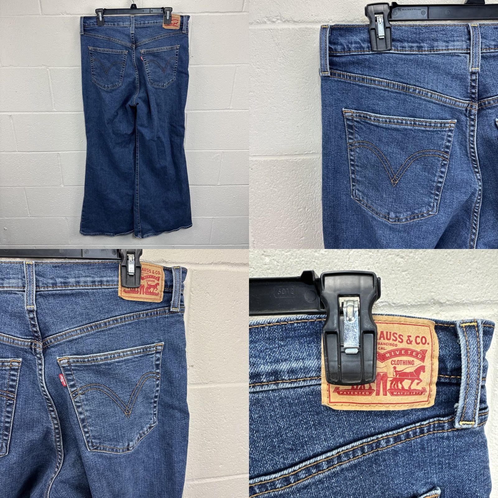 Levi's Levis Women Ribcage Bell Bottom Flared Extra High Rise Medium Wash Denim Jean 32 Size 24" / US 00 / IT 34 - 8 Thumbnail