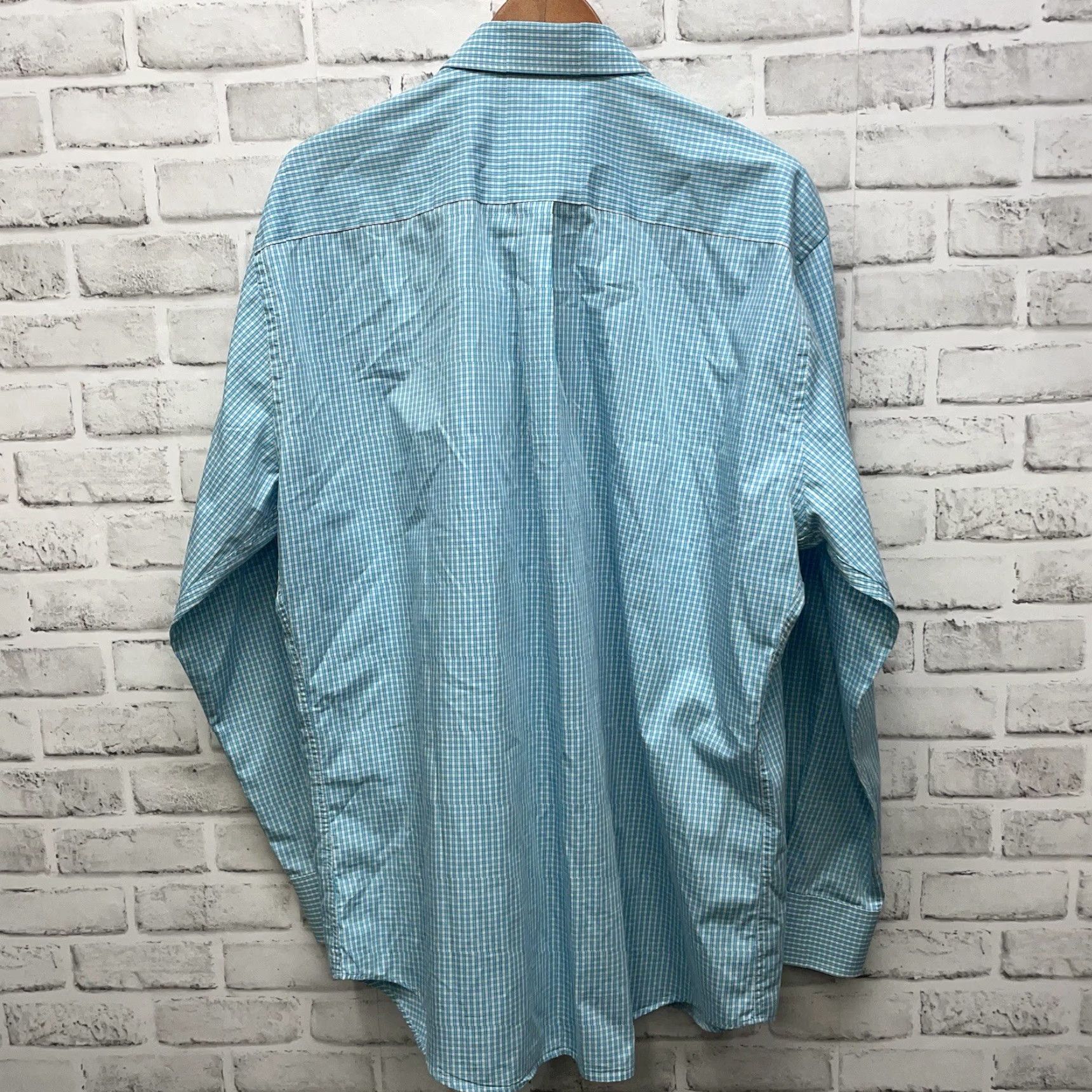 Peter Millar Peter Millar Shirt Button-Up Long Sleeve Mens XL Blue Checkered Seaside Finish Back to Front? Size US XL / EU 56 / 4 - 5 Thumbnail